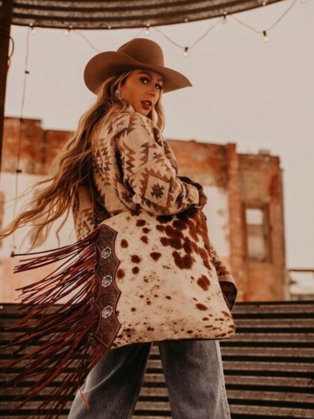 Myra Bag Fringe Cowhide Tote Bag